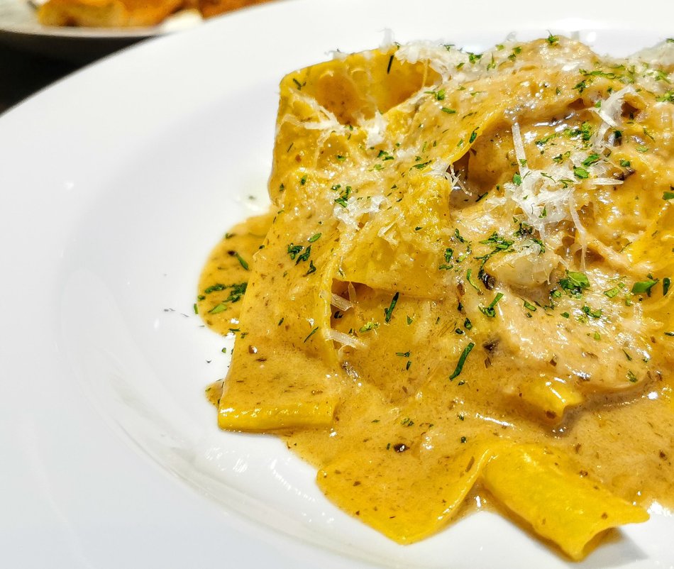 Pappardelle "Umami XL" with black truffle and salted kombu at Bref by Darren Chin